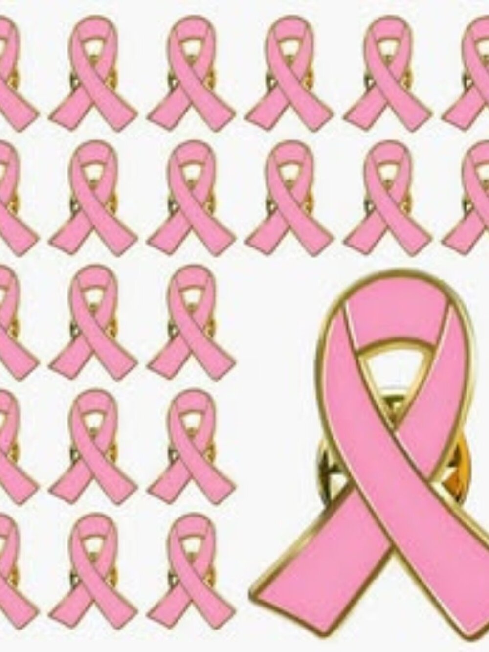 100 Pink and Gold Enamel Breast Cancer Awareness Pins